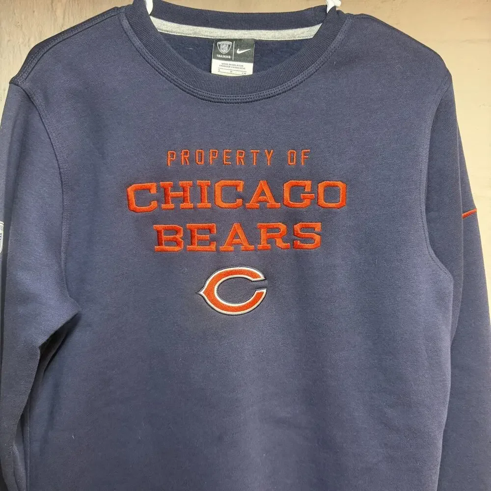 VTG Nike Chicago Bears Property Of Crewneck Sweatshirt Navy Mens S